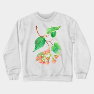 Red flowering eucalyptus branch watercolour Crewneck Sweatshirt